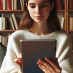 Femme qui lit un e-book